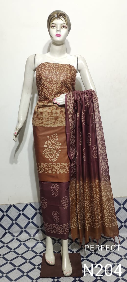 Pure Khaddi Cotton Batik Print Unstitched Suit With Dupatta