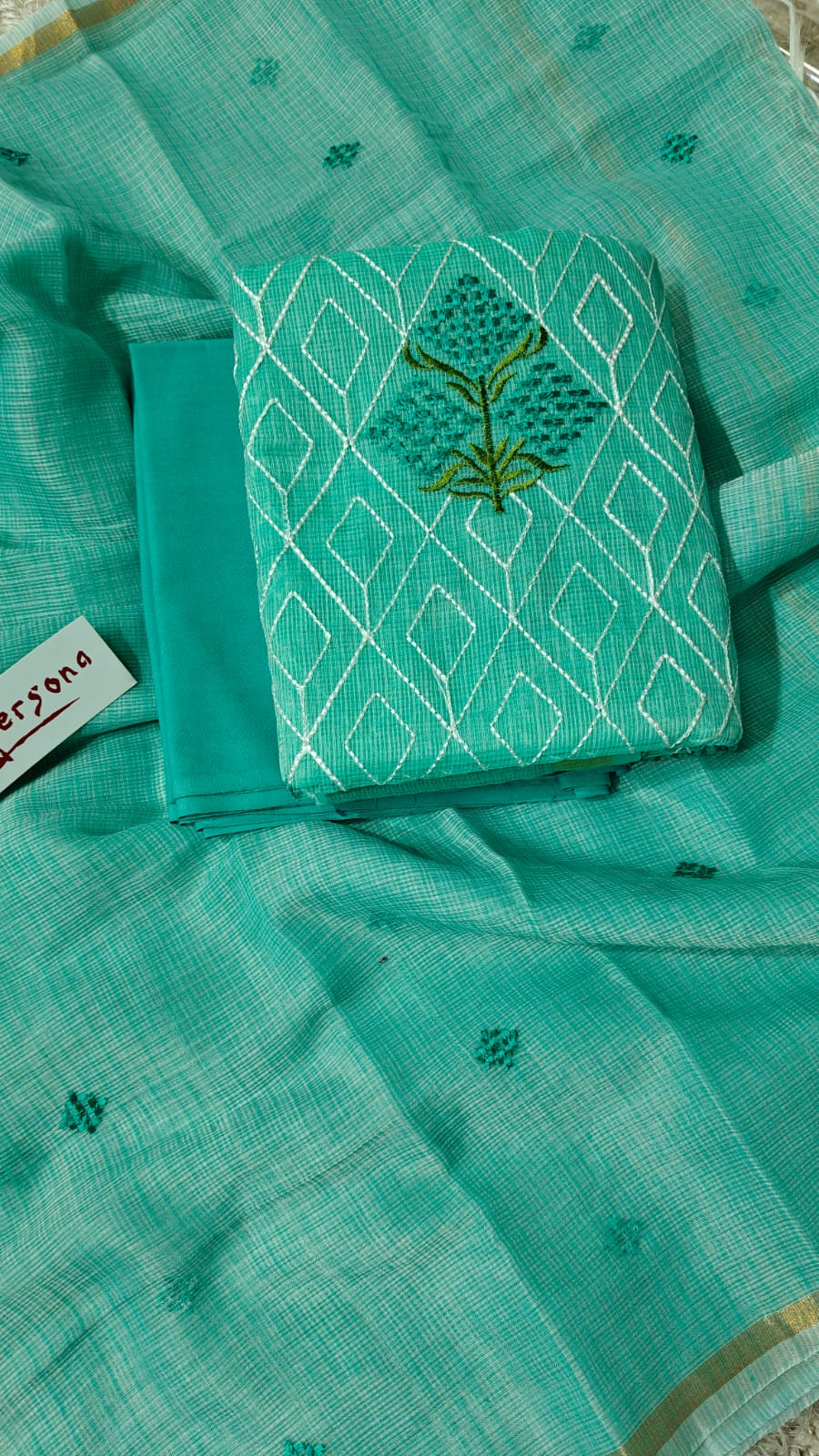 Pure Kota Doriya Embroidered Unstitched Suit With Dupatta