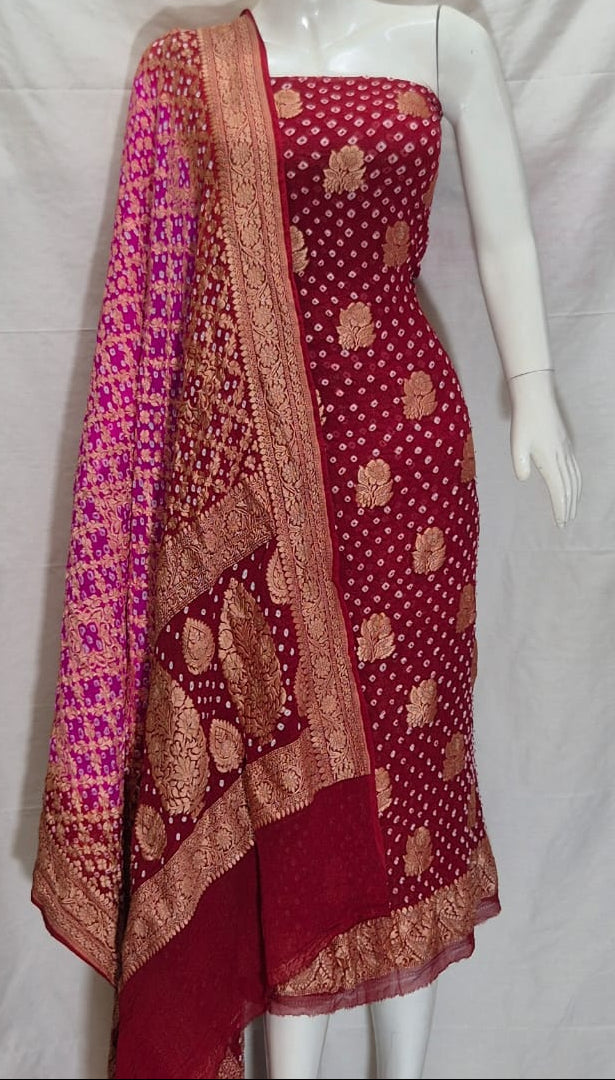 Pure Khaddi Chiffon Neem Zari with Badhni Unstitched Suit With Zari Work.