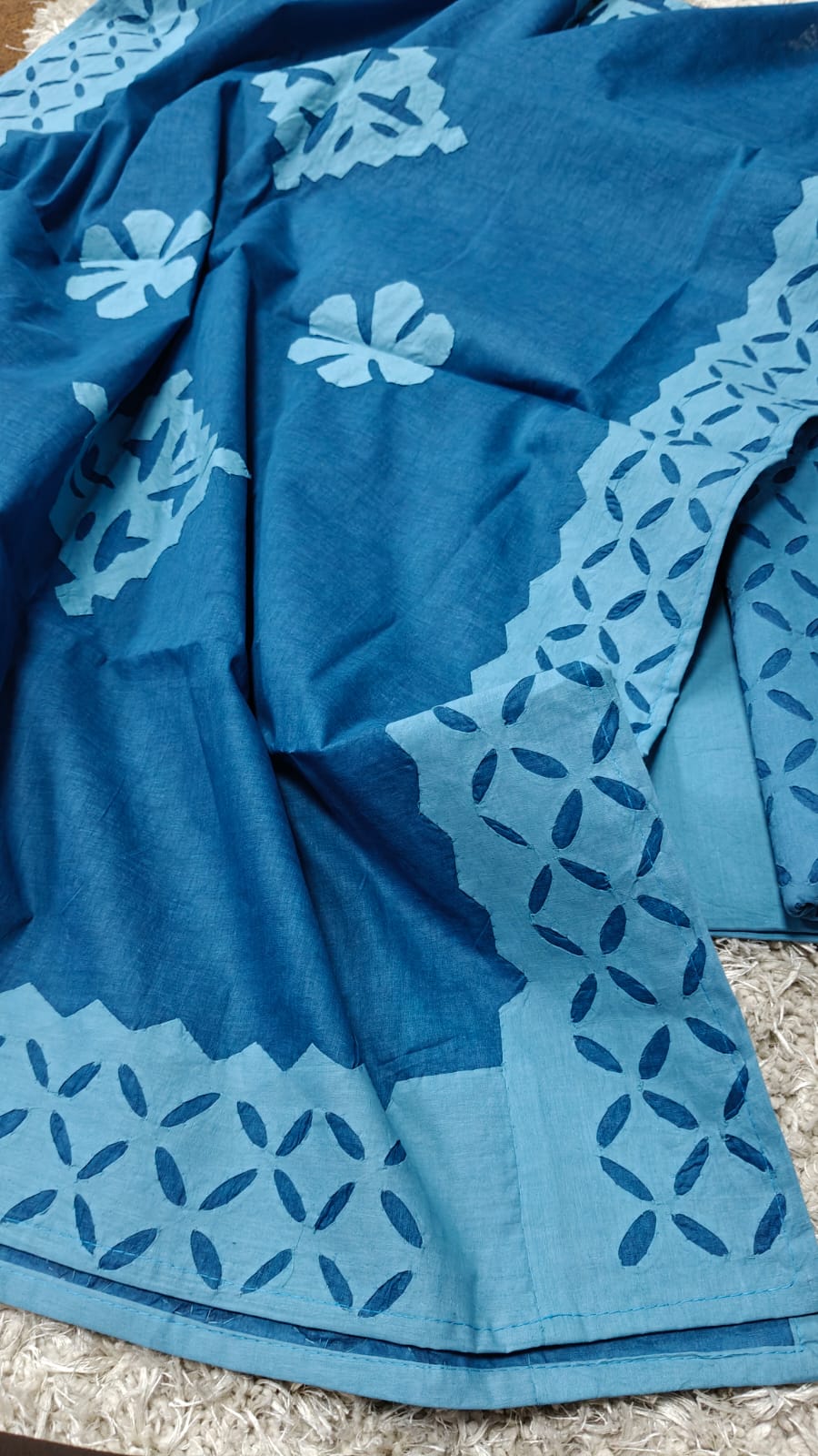 Pure Cotton Applique Work Unstitched Suit With Cotton Applique Work Dupatta.