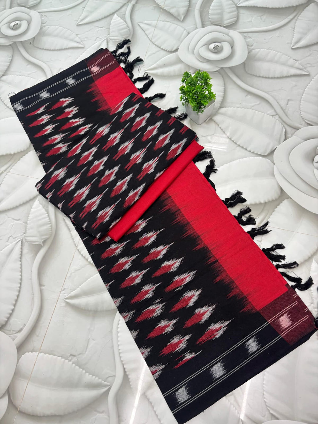 Pure Single Ikkat Cotton Unstitched Suit.