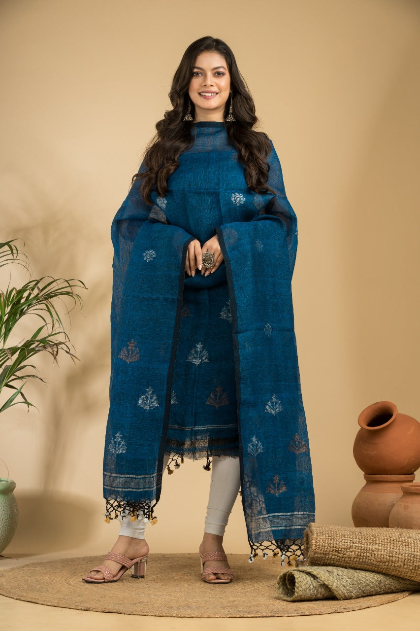 Pure Jayshree Linen Jamdani Work 2 pc Unstitched Suit