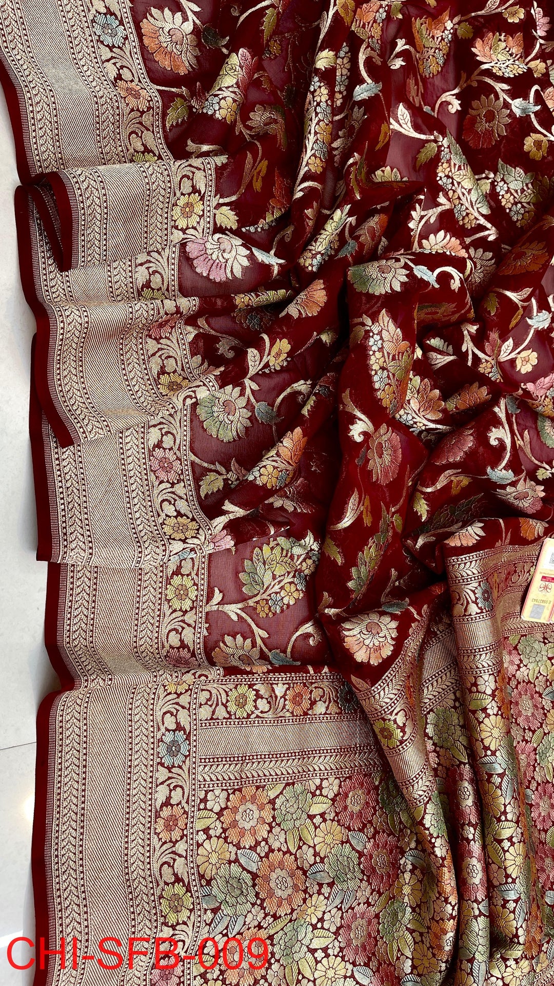 Pure Banarasi Handloom Khaddi Georgette Silk Water Zari Work Saree .| NEW EDITION |