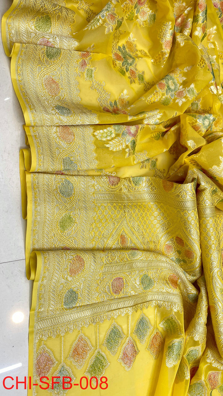 Pure Banarasi Handloom Khaddi Georgette Silk Water Zari Work Saree .| NEW EDITION |