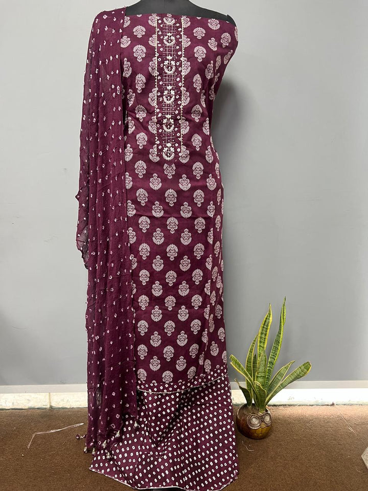 Pure Cotton Hand Block Gotta patti Work unstitched suit