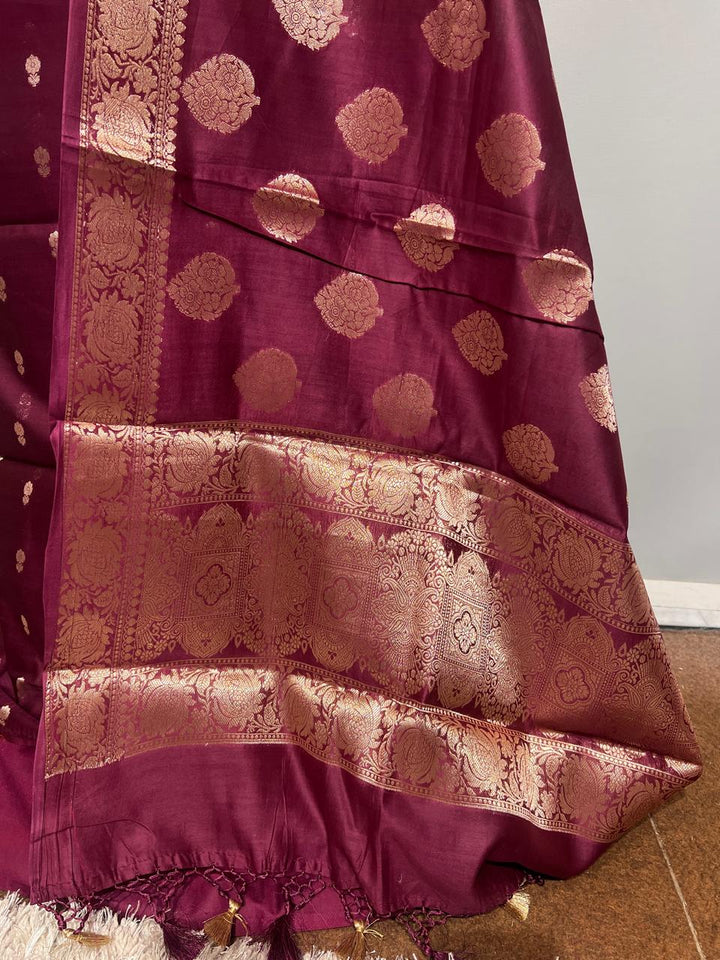 Pure Banarasi Chanderi Silk Buti Unstitched Suit With Chanderi Zari Dupatta