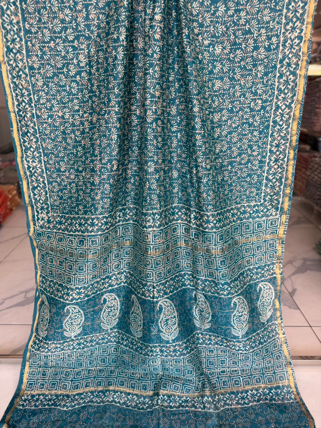 Hand Block Print Pure Chanderi Saree With Blouse