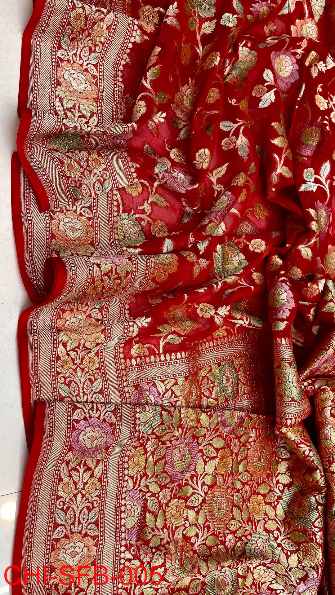 Pure Banarasi Handloom Khaddi Georgette Silk Water Zari Work Saree .| NEW EDITION |