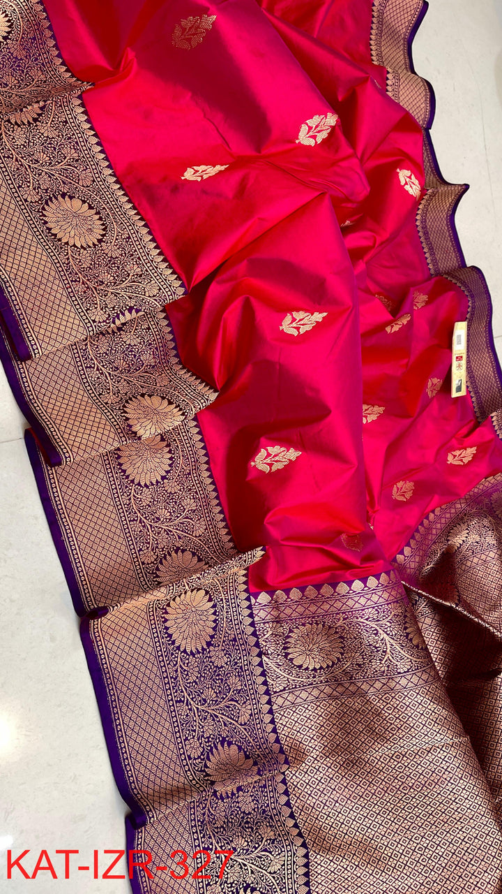 Pure Katan Silk Saree With Antique Zari Work Saree.