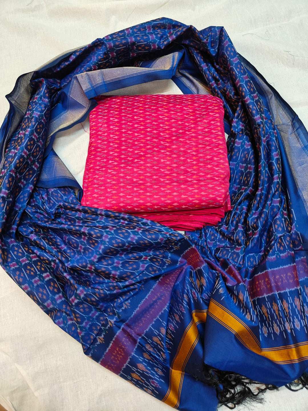 Pure Ikkat Sico Silk Unstitched Suit