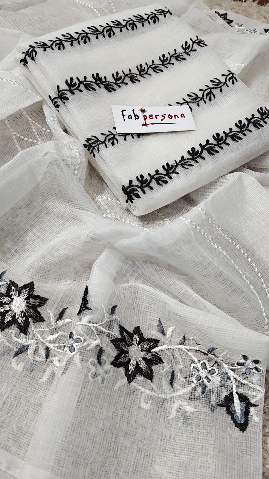 Pure Kota Doriya Resham Work Unstitched Suits With Chikankari Bottom