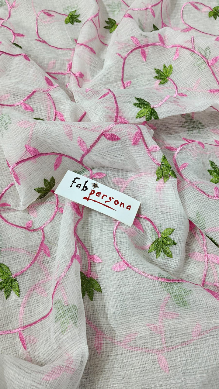 Pure Cotton Kota Doriya Embroidery Unstitched Suit With Dupatta