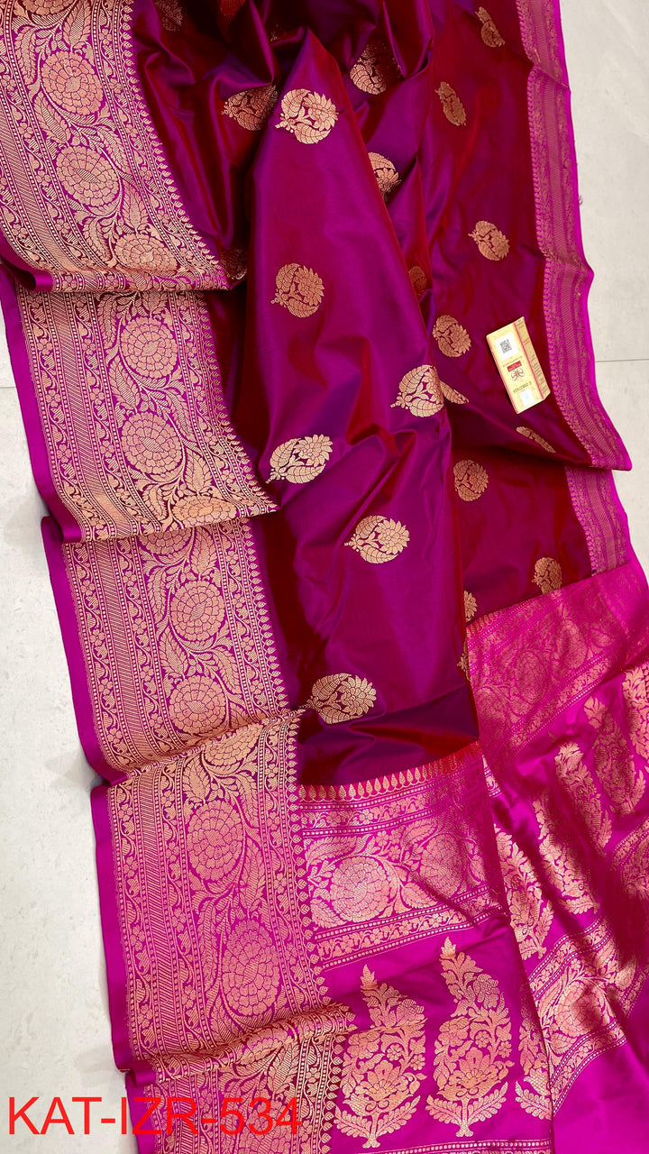 Pure Katan Silk Saree With Antique Zari Work Saree.