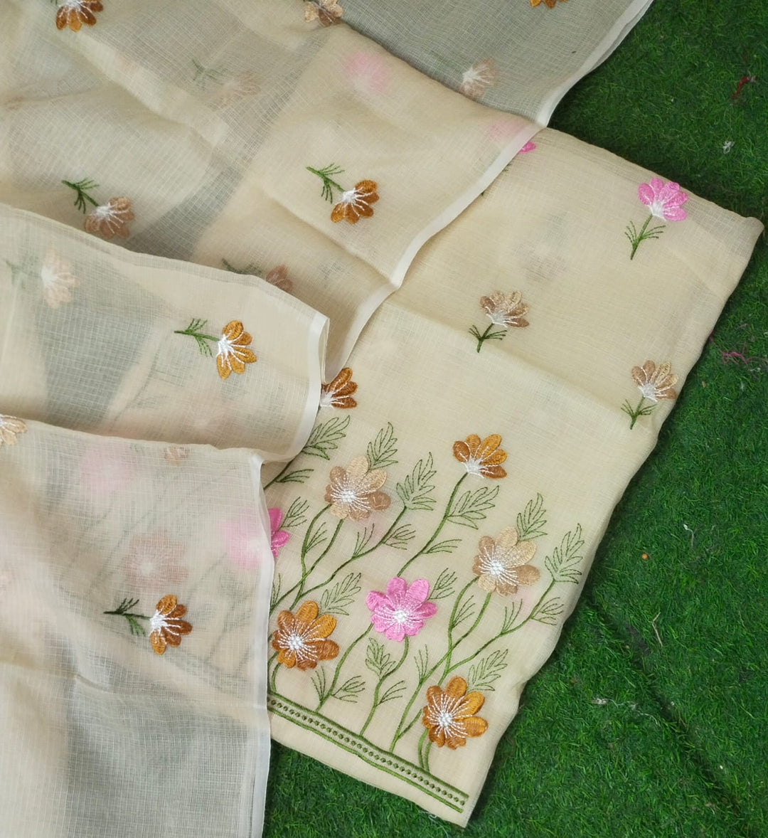 Exclusive Pure Kota Cotton Unstitched Suit With Embroidery Work