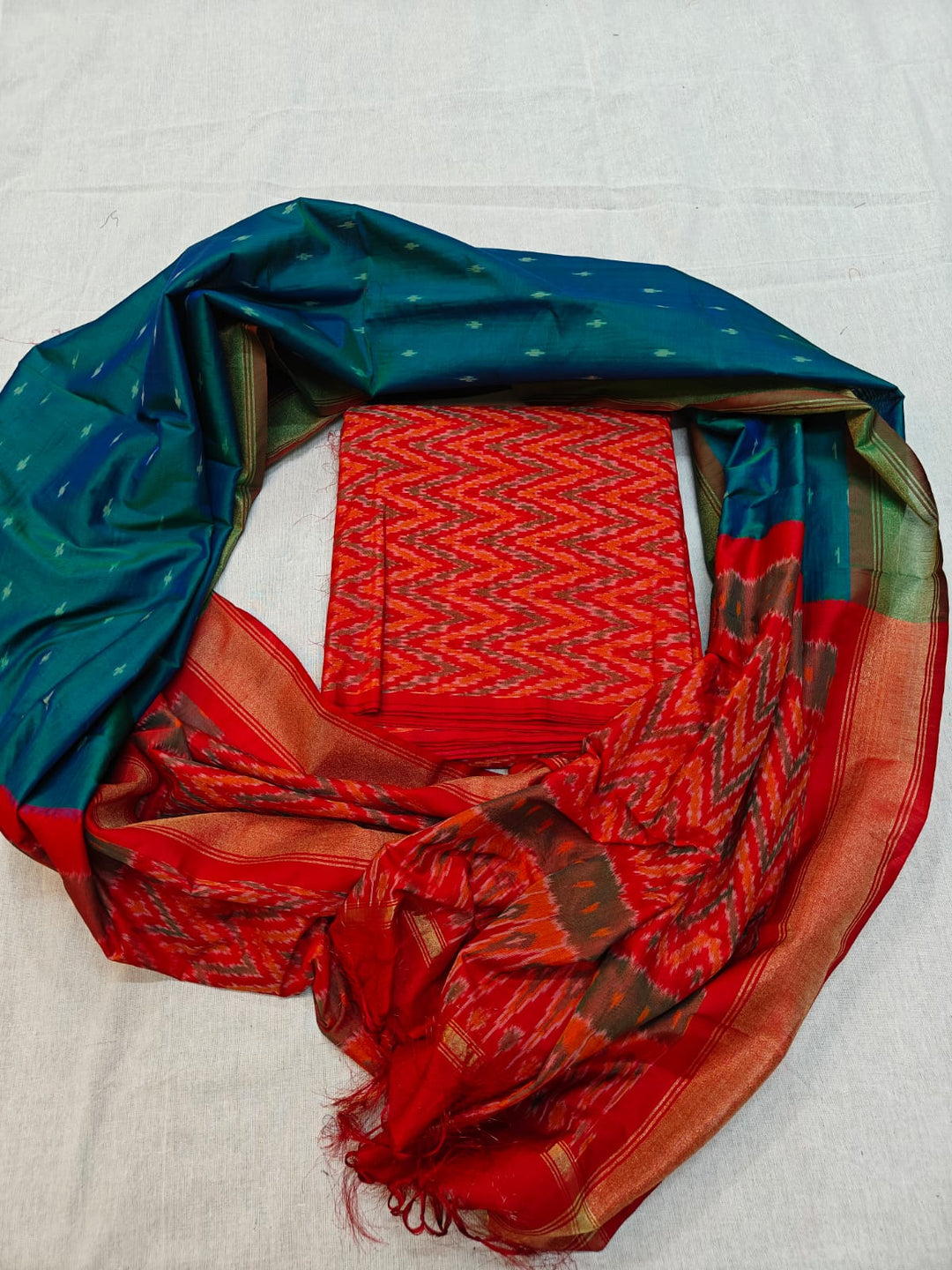 Pure Ikkat Sico Silk Unstitched Suit