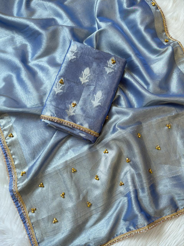 Elegant Tissue Ghungroo Unstitched  Suit