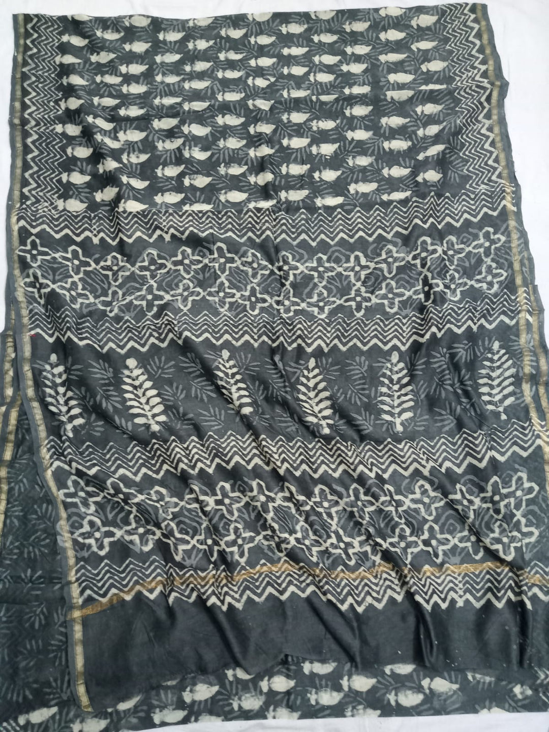 Pure Chanderi Silk Hand Block Print Saree.