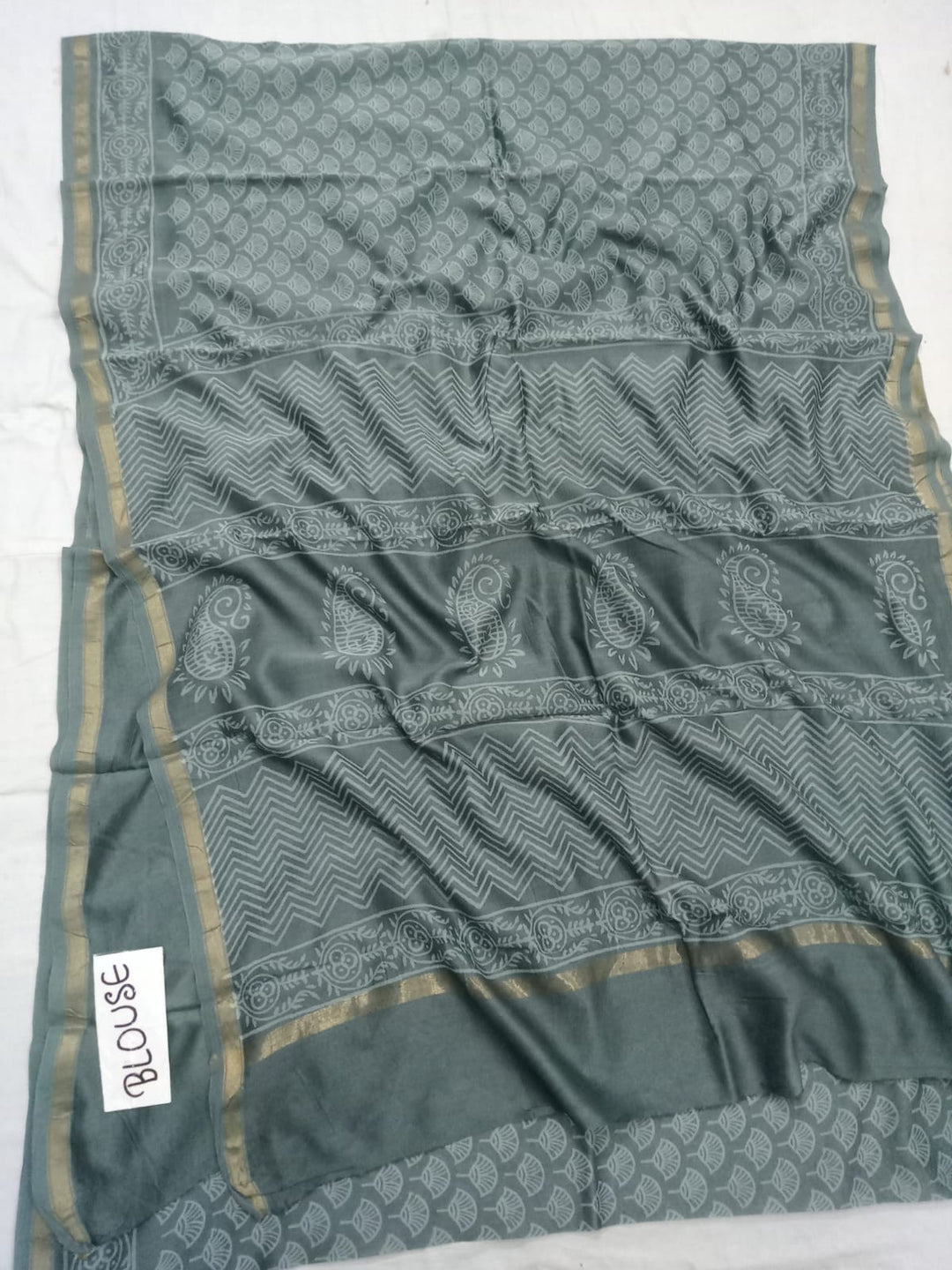 Pure Chanderi Silk Hand Block Print Saree.