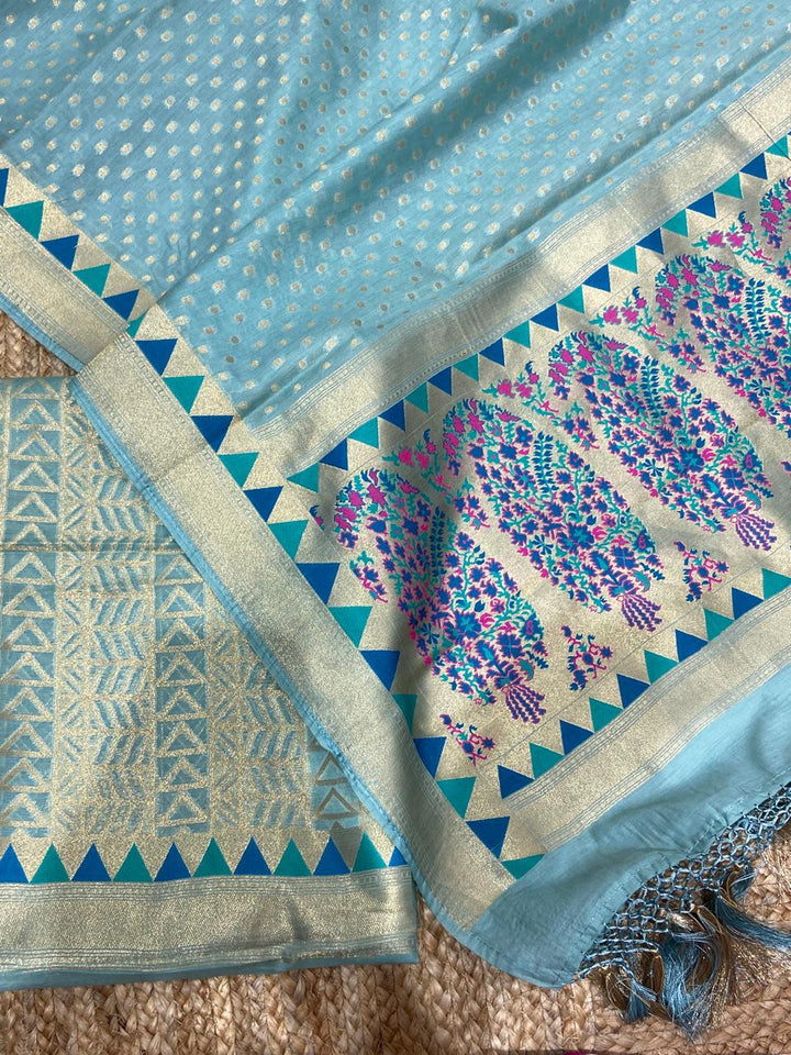 Pure Banarasi Cotton Tilfi Patola Weaved Unstitched suit .