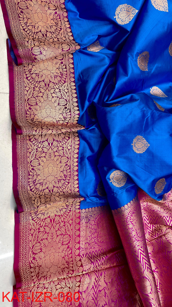 Pure Katan silk Saree with Antique Zari Work Saree.