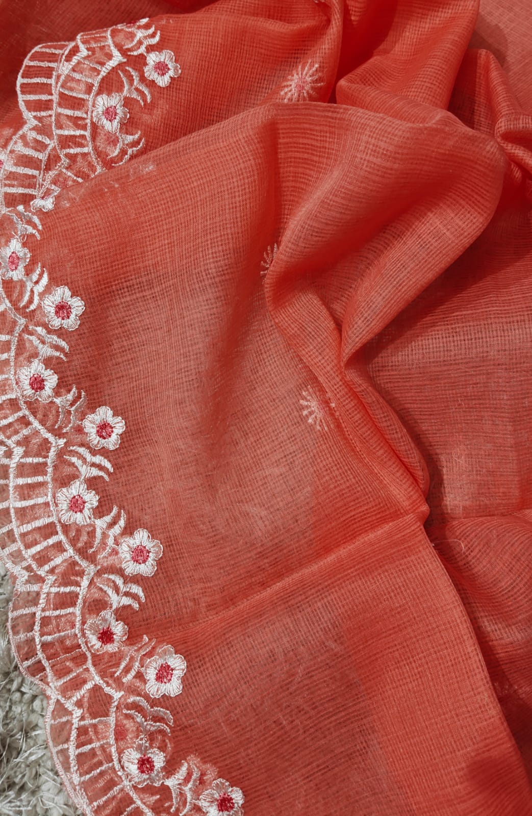 Pure Cotton Kota Doriya Embroidery Unstitched Suit With Dupatta