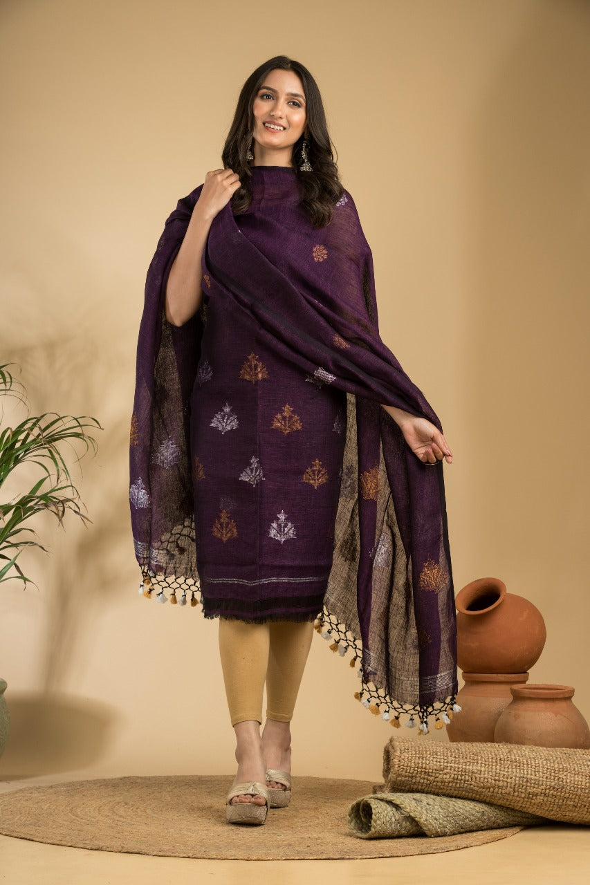 Pure Jayshree Linen Jamdani Work 2 pc Unstitched Suit