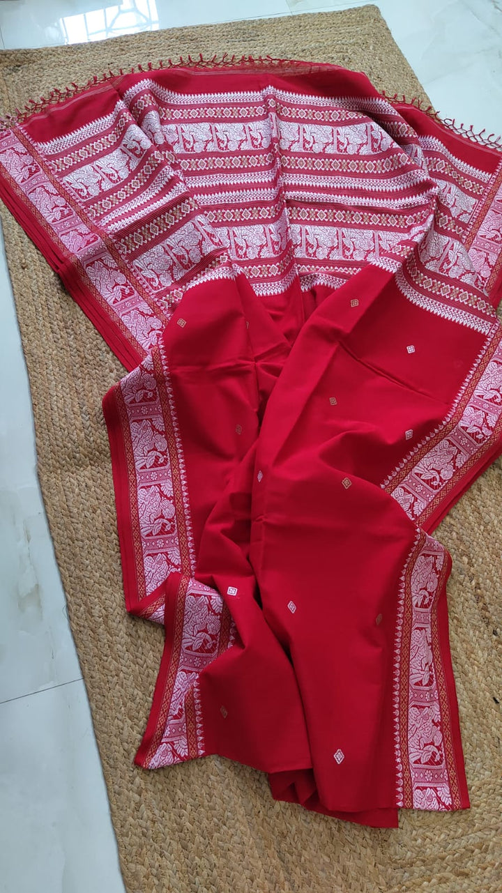 Pure Cotton Baluchuri Saree With Blouse (100count).