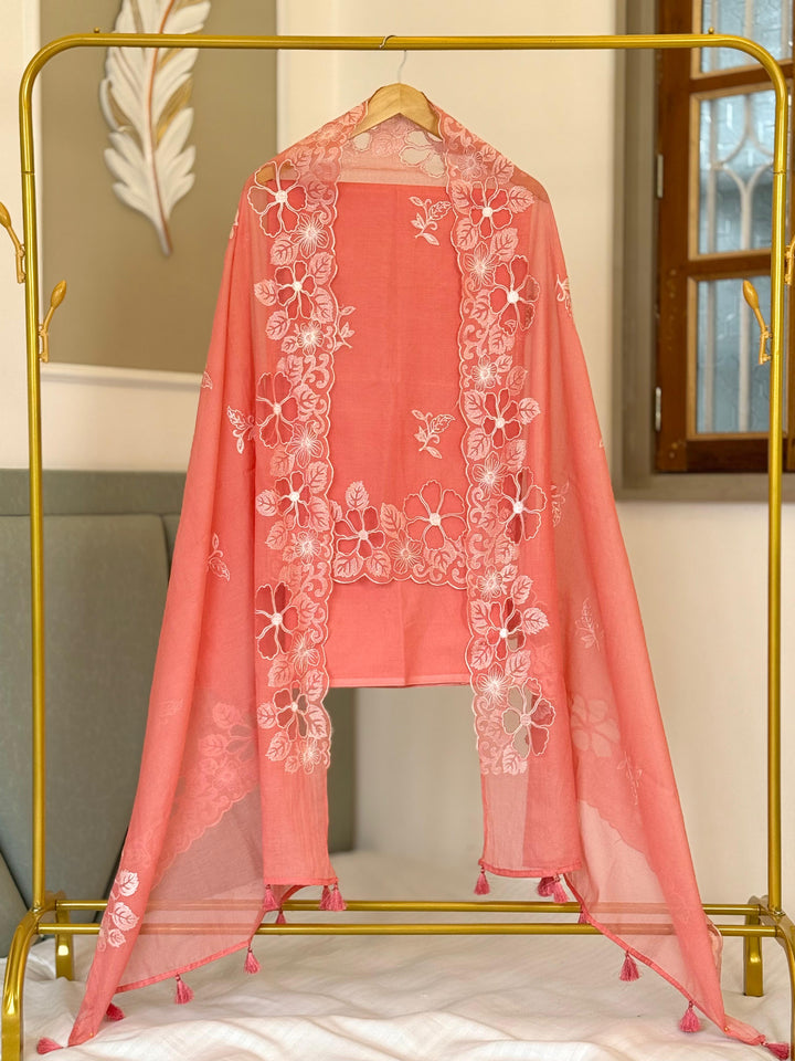 Pure Banarasi Mul Chanderi Silk Unstitched Suit With Embroidery Work