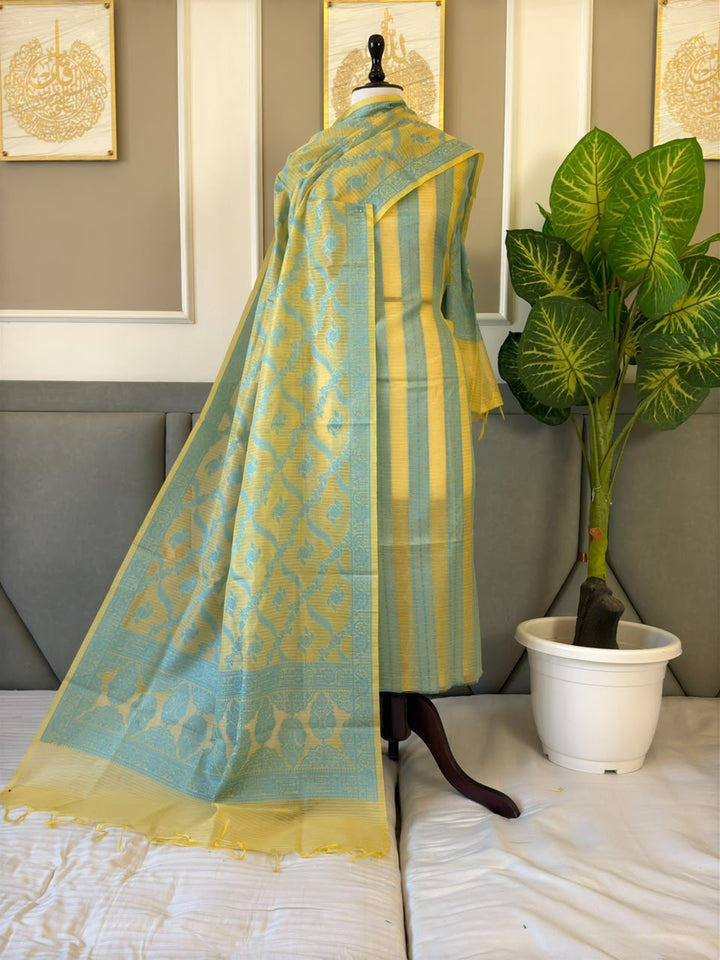 Pure Banarasi  Kota Tissue Dupion Silk Unstitched Suit