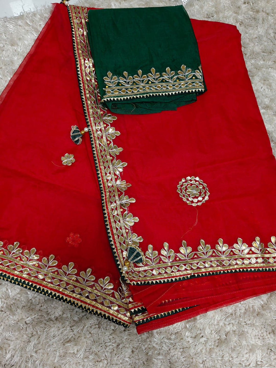 Pure Organza Gota pati work saree With Blouse.