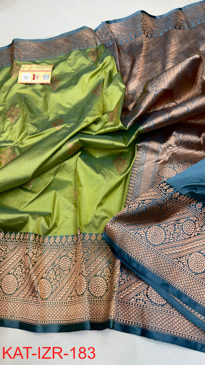 Pure Katan Silk Saree With Antique Zari Work Saree.
