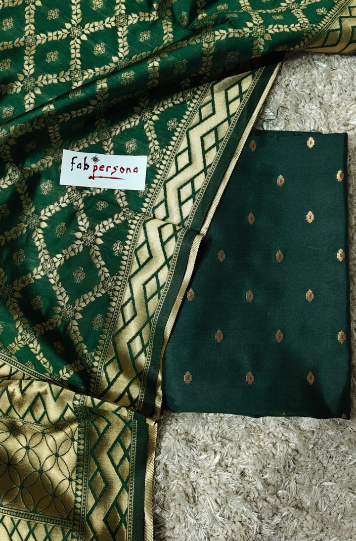 Banarasi Soft Silk Zari work Unstitched Suit.