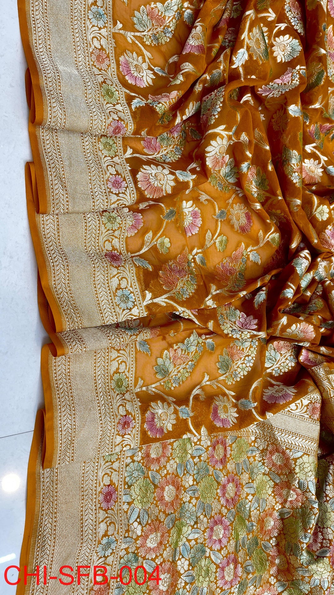 Pure Banarasi Handloom Khaddi Georgette Silk Water Zari Work Saree .| NEW EDITION |