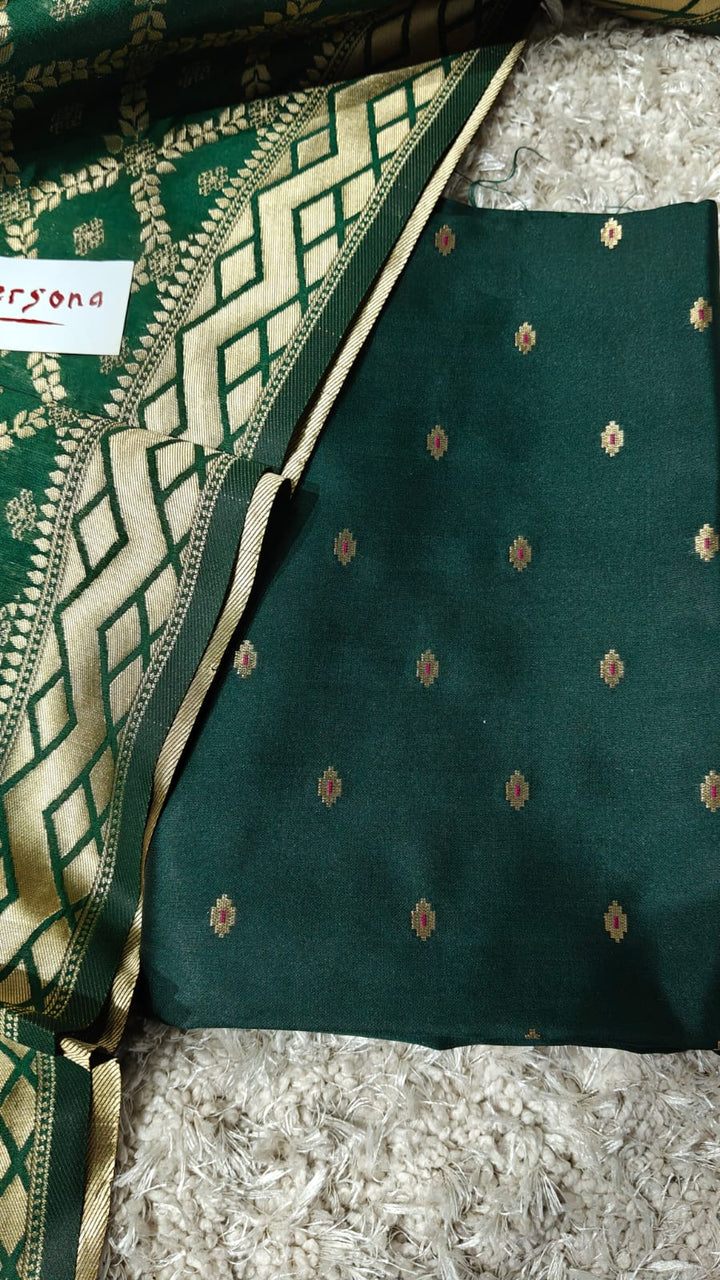 Banarasi Soft Silk Zari work Unstitched Suit.