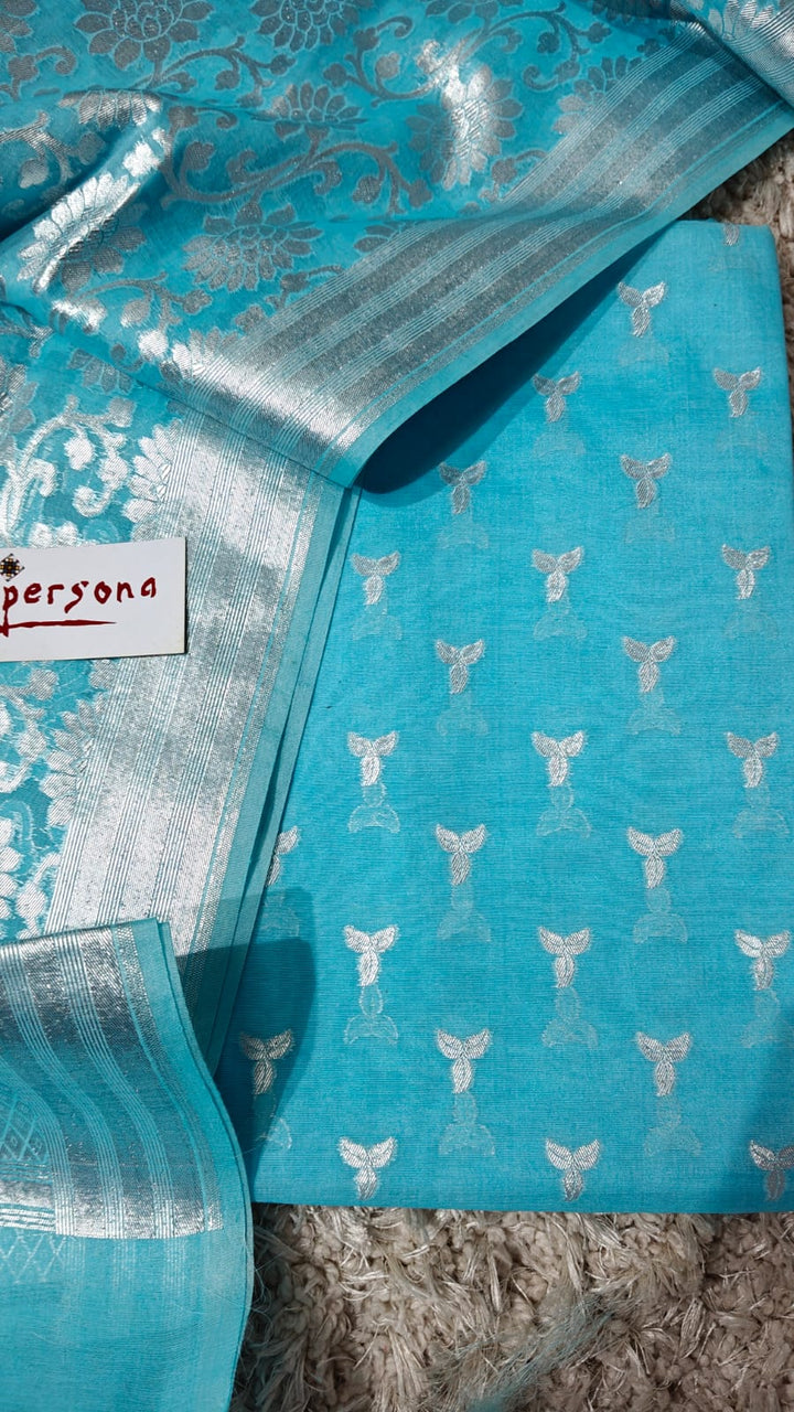 Banarasi Chanderi Silk Zari Work Unstitched Suit .