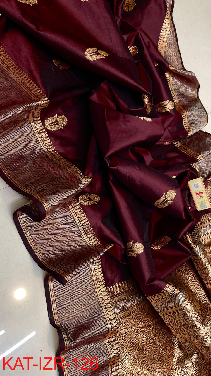 Pure Katan silk Saree with Antique Zari Work Saree.