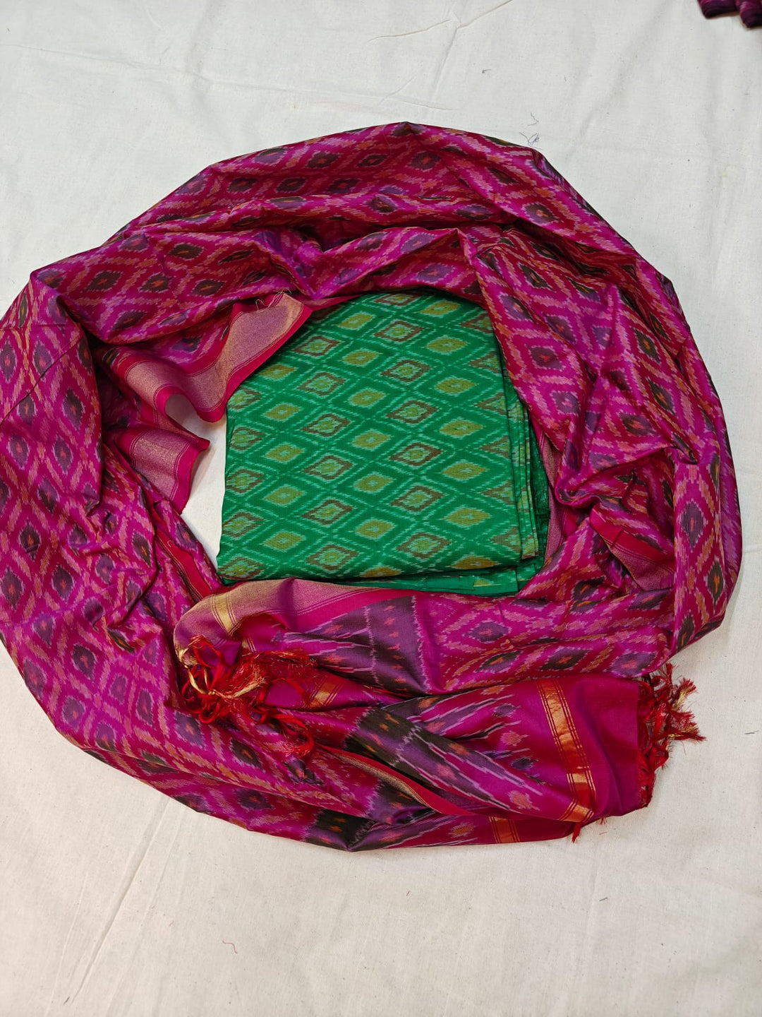 Pure Ikkat Sico Silk Unstitched Suit