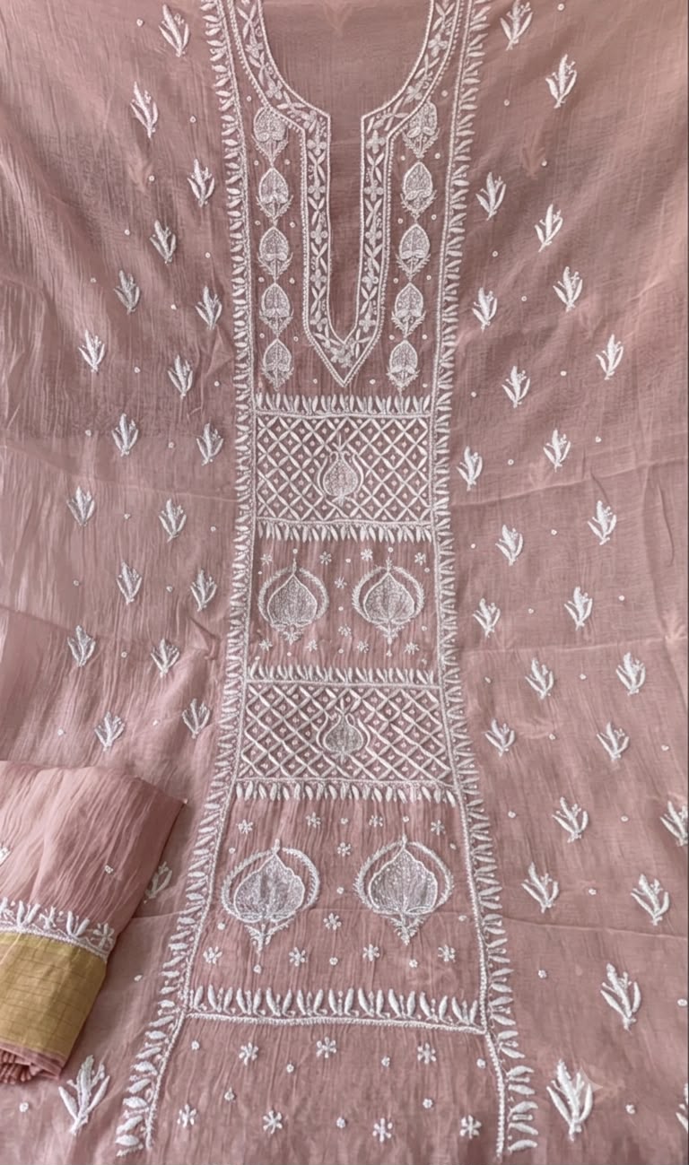 Pure Mul- Mul Chakiankari Work Unstitched Suit with Cutdana work