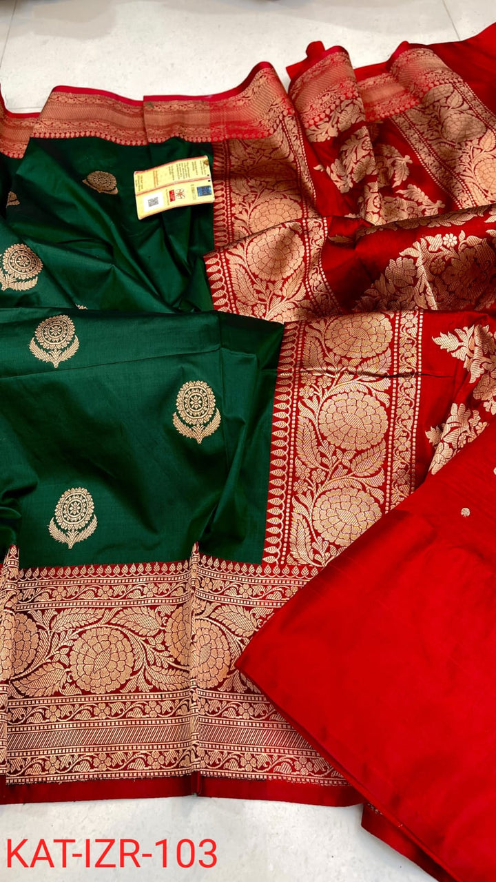 Pure Katan silk Saree with Antique Zari Work Saree.