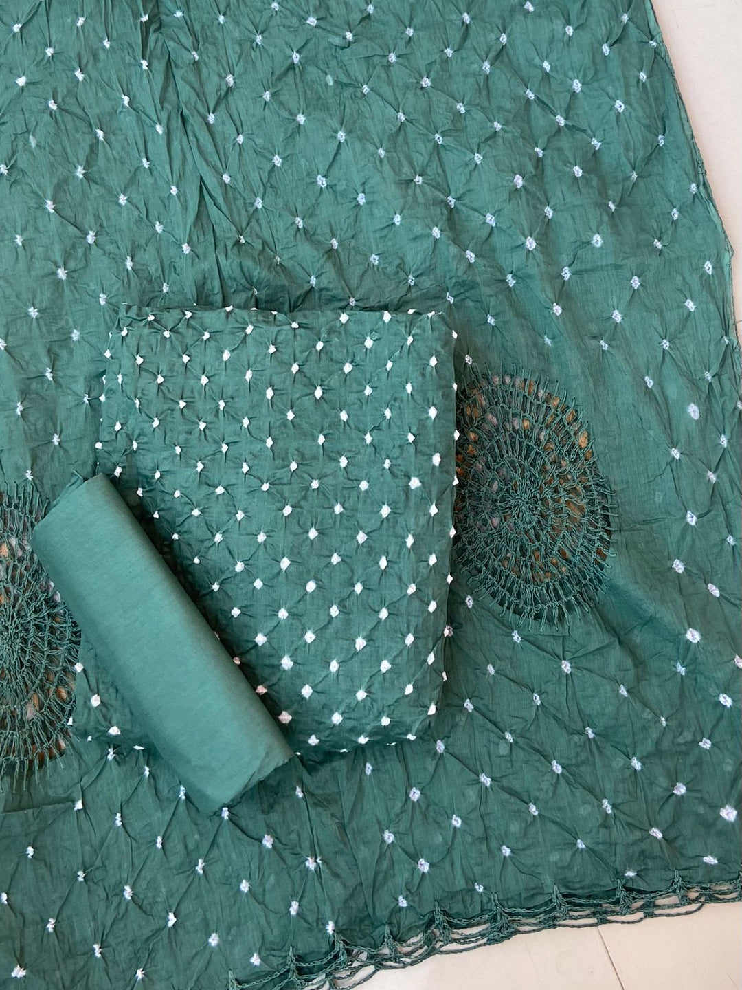 Pure Cotton Shatin Badhani Print Unstitched suit