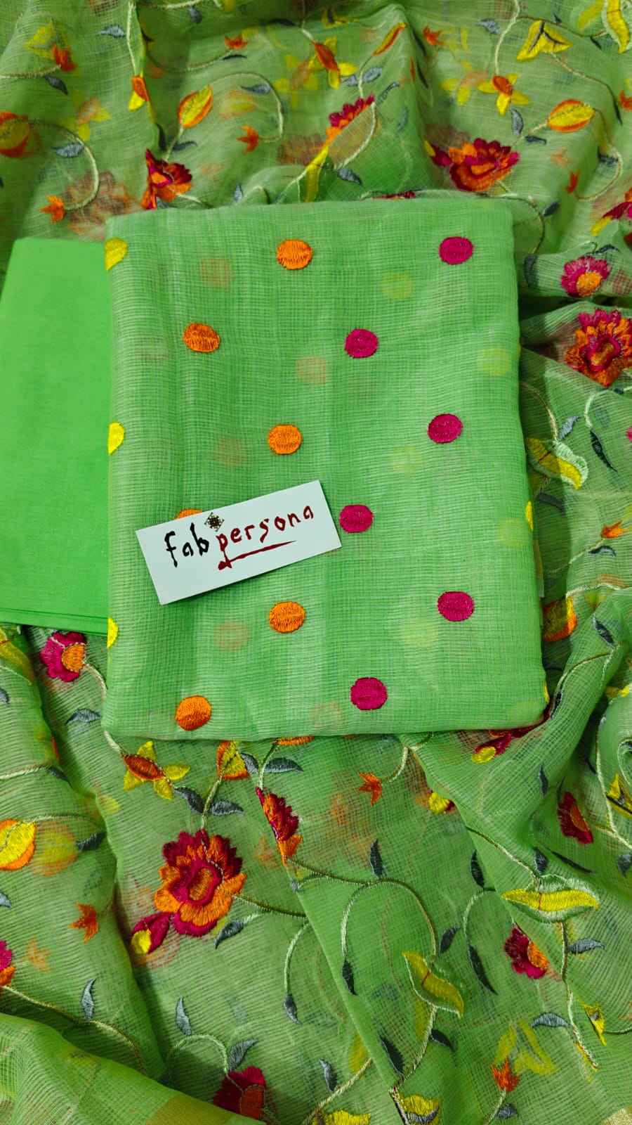 kota doria unstitched salwar suit with embroidery