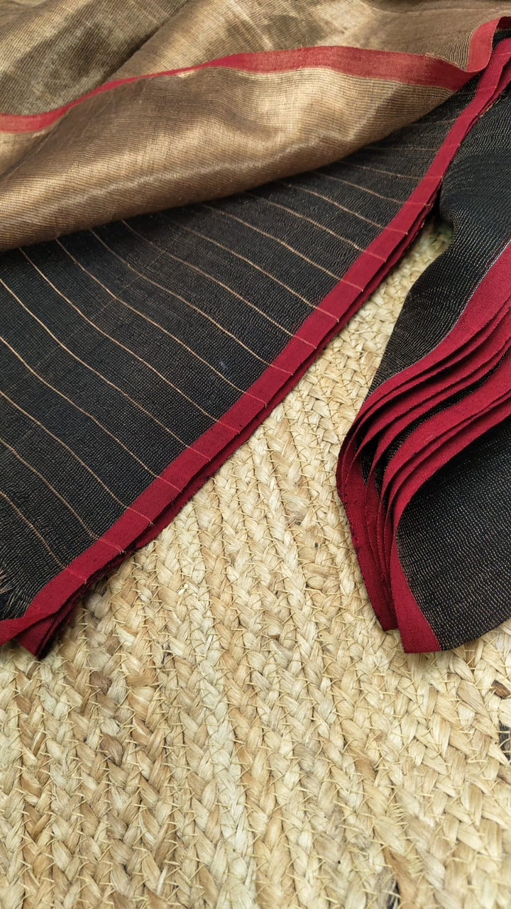 Pure Linen Tissue Jamdani  Saree With Blouse.