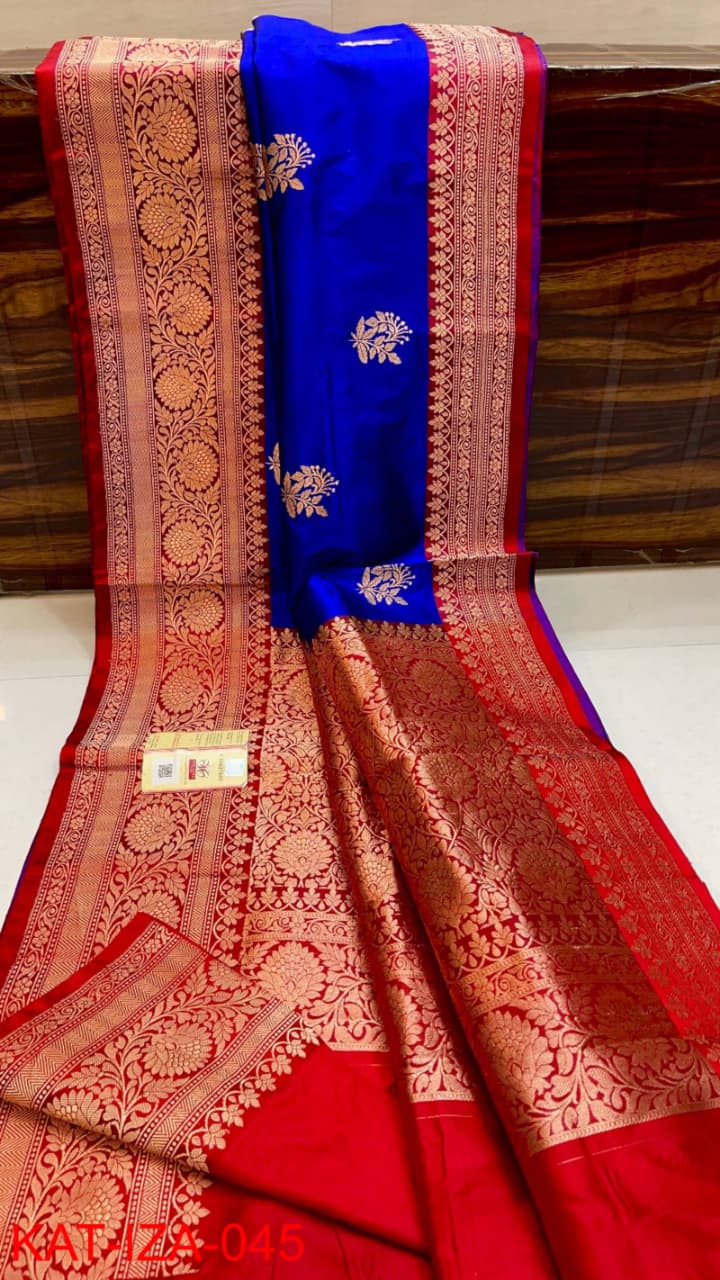 Pure Banarasi Katan Silk Saree With Antique Zari Work .