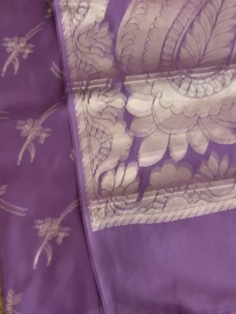 Pure Banarasi Chanderi Silk Unstitched Suit with Zari woven Dupatta