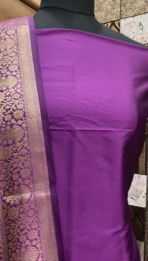 Exclusive Banarasi Soft Silk 3 pc Unstitched Suit .
