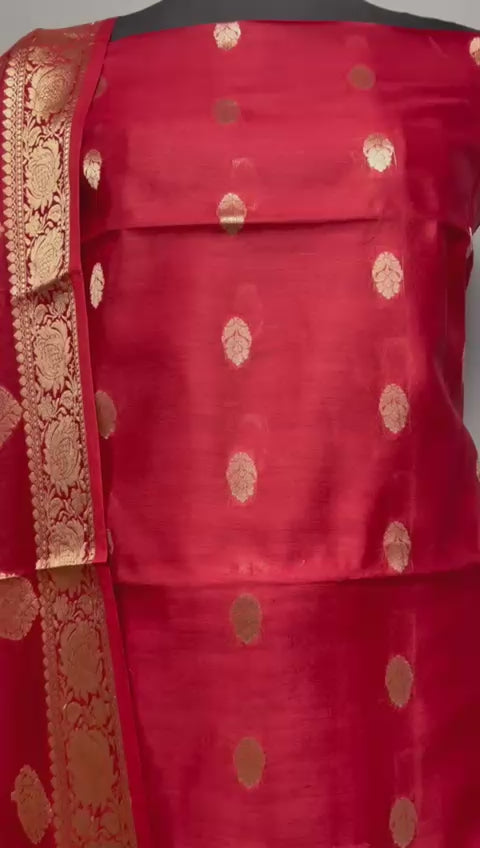 Pure Banarasi Resham Chanderi Silk Zari Weaved Suit With Chanderi silk Dupatta.