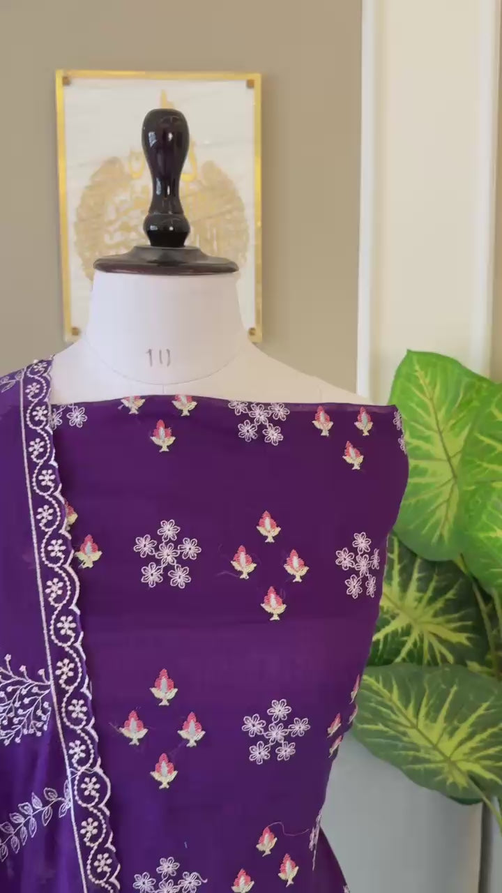 Pure Banarasi Mul Chanderi Silk Unstitched Suit With Embroidery Work