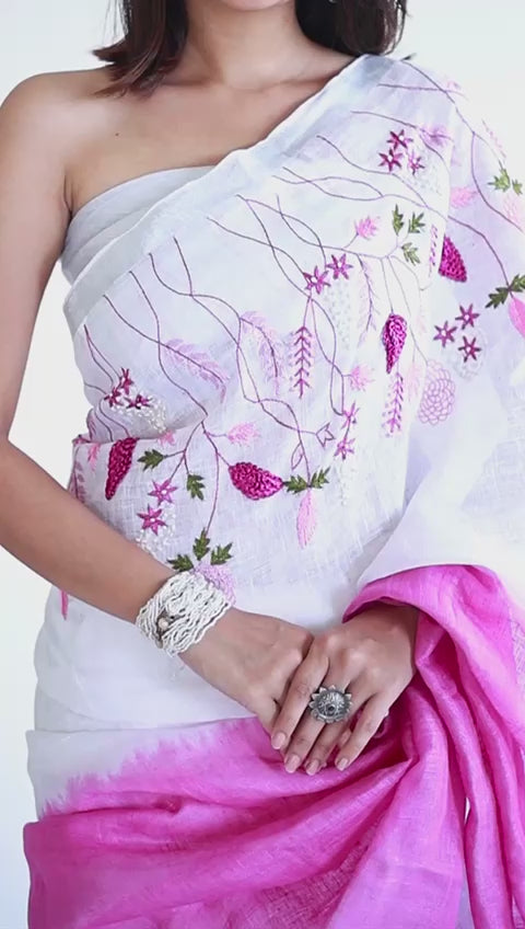 Pure Linen By Linen Saree with embroidery | EXCLUSIVE COLLECTION|