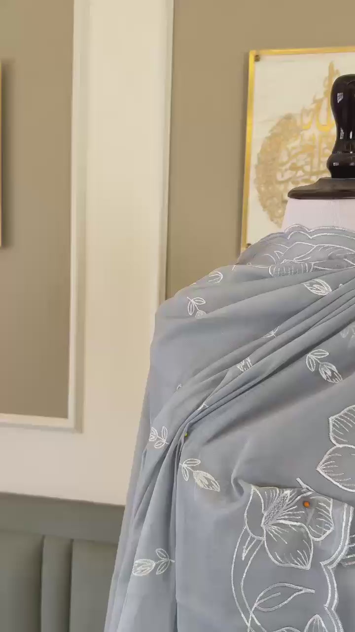 Pure Banarasi Mul Chanderi Unstitched Suit With Applique Cut Work
