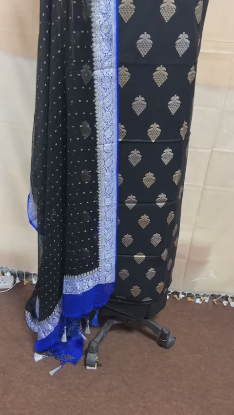 Pure Banarasi Chanderi unstitched suit with khaddi Georgette Dupatta
